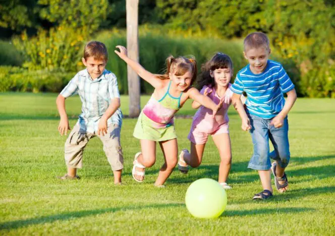 Children participating in nature-based learning activities in an outdoor Montessori environment.